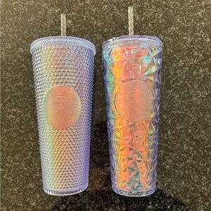 2 iridescent Starbucks 24 oz cold cups